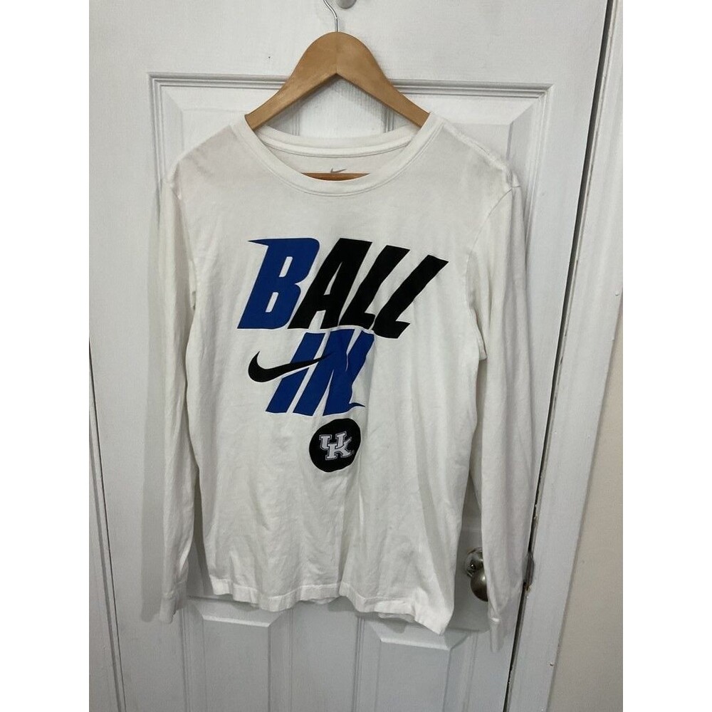 Nike Kentucky Wildcats 'Ball In' Long Sleeve Graphic Tee White Blue Black